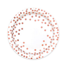 Polka Dot Party Supplies, Disposable Paper Cups Plates Napkins Set, Shiny Gold Foil Dots for Birthday Wedding Celebration Rose Gold1