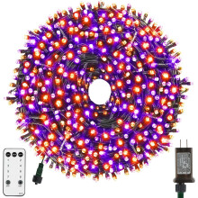 Oranžové a fialové halloweenske svetelné reťaze, 30,5 m, 300 LED