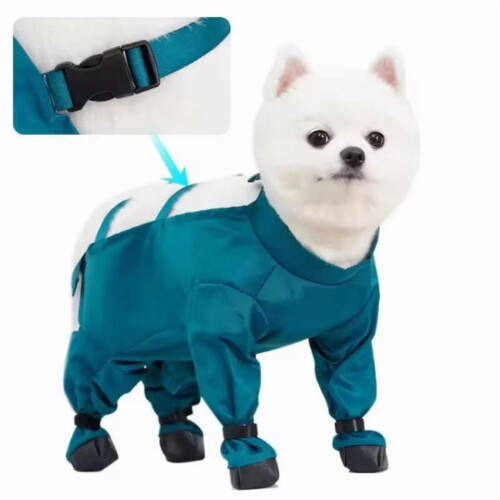 Tutina impermeabile per cani con coprigambe, blu 1