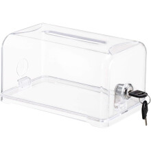 Tip / Donation / Suggestion / Business Card Collection Box with Lock (Clear Color / Transparent)