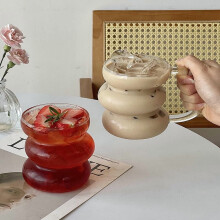 Mug à café rond en verre résistant à la chaleur, 350 ml