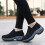 Sorte PU slip-on sneakers til kvinder, 1 par 1