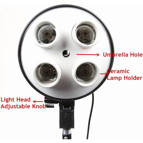 Štúdiová lampa so 4 objímkami E27 s dvojitými spínačmi 1