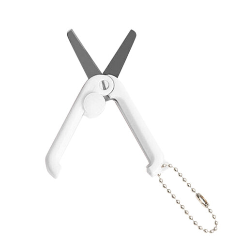Foldable Mini Scissors with Keychain, Safe Telescopic Design, DIY Crafting Scissors, compatible with Sharp Scissors, Purple, 0.7x1.85" 1