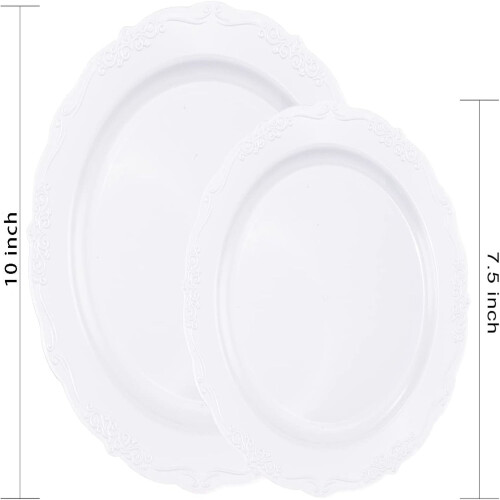 Biele plastové taniere 10" a 7,5" (100 ks) 1