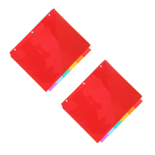12 pcs Plastic Binder Dividers For 3 Ring Binder Flexible Front Expanding Pockets 6 Tab Insertable Multicolor Tabs A4 Letter Size 2