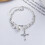 Sterling Silver Cross Pearl Double Layer Bracelet 2