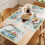 Set van 4 placemats met turquoise konijn en tulp. 5