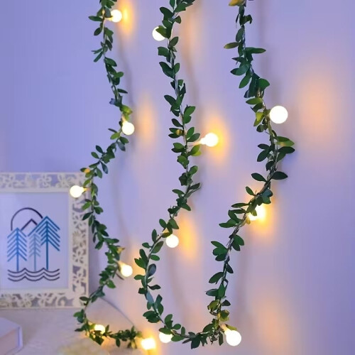LED Μίνι Φώτα Νεράιδας με Φύλλο σε Σχέδιο Κισσού | Γιρλάντα από Πράσινο Κλήμα, Με 2