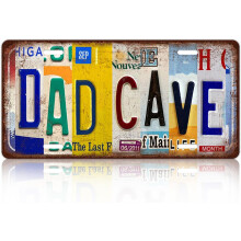 Plaque murale vintage en métal « Dad Cave », 30 x 15 cm, décoration murale, cadeau pour papa