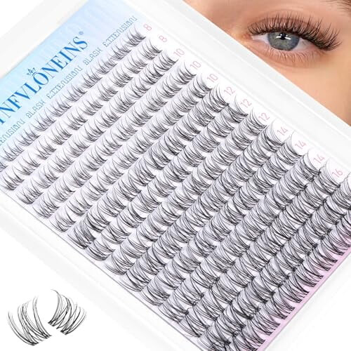 Wispy Lash Clusters, Φυσικές CC-Curly, Διαφανής Λωρίδα, 8-16mm, Σετ DIY Extensions Βλεφαρίδων