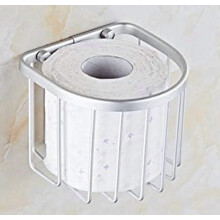 Wandgemonteerde toiletpapierhouder voor badkamer en douche, opbergmand van aluminium, 14 x 13 x 11 cm
