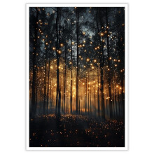 Tableau rétro forêt – Toile paysage botanique rustique, compatible avec les styles cottagecore et esthétique sombre