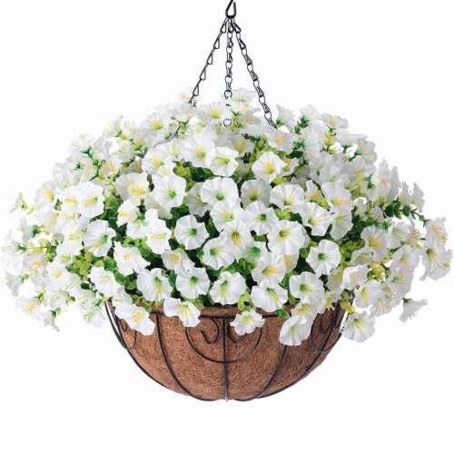 18 tommer kunstige hængende blomster til udendørs veranda