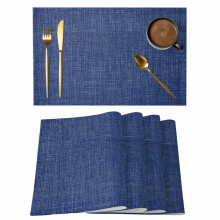 Tischsets aus marineblauem Leinen, 1 Stück, im Landhausstil, rutschfest, waschbar, für drinnen und draußen