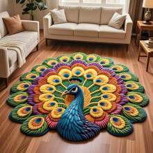 Wycieraczka 3D Peacock Floral, 24x24 cale, antypoślizgowa, do użytku wewnątrz i na zewnątrz, chłonna, łatwa w czyszczeniu mata podłogowa