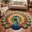 3D Peacock Floral Doormat, Αντιολισθητικό Χαλί Εισόδου 24x24 ιντσών για Εσωτερική/Εξωτερική 1