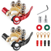 4-Way Car Battery Terminal Clamp, Quick-Release for SAE/JIS A Posts, Compatible with Cars, Trucks & More