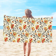 Sneldrogende microvezel strandhanddoek, 76 x 152 cm, bloemenprint, lichtgewicht en zacht – geschikt voor strand- en vakantiegebruik.