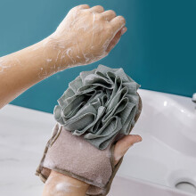 Serviette de bain épaisse, gant de toilette et éponge pour le dos, pour la douche, le bain et le bain, verte, 1 pièce