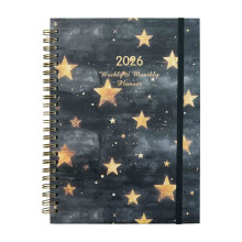 2026 Ugentlig/Månedlig/Årlig Planlægger med Målsætning, Dobbeltsøm, Hardcover & Lommer, 6,5x8,5"