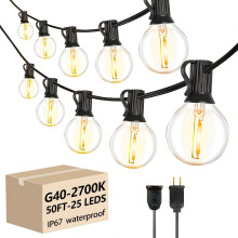 Guirlande lumineuse LED G40 – Ampoules boules incassables, style rétro, intérieur/extérieur, installation facile, économie d'énergie,