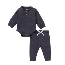 Baby Jungen Langarm-Strampler und Hosen-Set Grau 0-3 bis 18-24