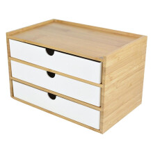 Bamboo Desktop Storage Drawer Scissors Supplies Premium for Study Bathroom white white three layer