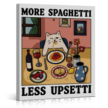 Affiche murale rétro style diner américain avec un chat – Peinture de pâtes italiennes pour la cuisine, la salle à manger et la décoration de