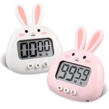 Søt digital timer med kanin, med bakside og skjult stativ, perfekt for hjemmebruk i assorterte farger
