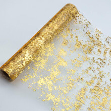 Caminho de mesa em tule com lantejoulas douradas e glitter, 28 cm x 274 cm – Rolo fino metálico para decoração de casamentos, aniversários,