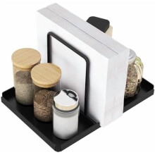 Porte-serviettes de table en métal avec compartiment pour salière et poivrière, rangement vertical pour serviettes en papier, idéal pour la