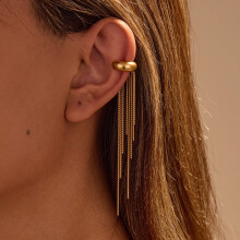 Lange gouden oorbellen voor dames, punk-stijl oorbellen met metalen kettingkwastjes en clipsluiting, accessoire in discostijl uit de jaren 70/80,
