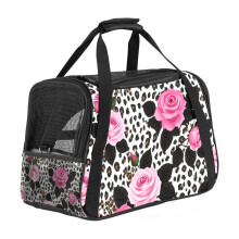Bolsa de transporte portátil para perros con estampado de leopardo y rosa, y estuche acogedor para gatos para mascotas pequeñas, bolsa de viaje