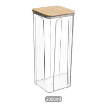 Boîtes de conservation hermétiques avec couvercle en bambou, bocaux en plastique transparent, boîtes hermétiques pour céréales, riz et autres
