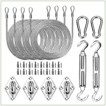 Kit de fixation pour voile d'ombrage rectangulaire/carrée, à tension facile, en acier inoxydable 316 de qualité militaire (kit de fixation de 15