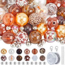 106 piezas de cuentas gruesas de 20 mm con forma de chicle, cuentas redondas de acrílico con diamantes de imitación para la fabricación de joyas,