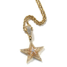 Hip-Hop Inspired Twisted Zircon Pentagram Pendant Necklace: A Stylish Street Accessory