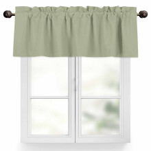 Cantonnière vert sauge 42 x 18 po, rideau de cuisine opaque à œillets, occultant, 1 panneau – Compatible avec les tringles standard