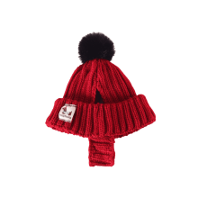 Dzianinowa czapka dla psa z czerwonej wełny, małe psy, 20-30 cm
