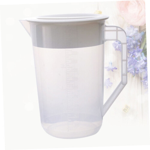 1 pichet à eau en plastique blanc avec couvercle, compatible lave-vaisselle. 2