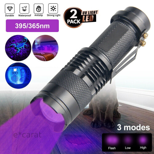 Φακός UV 2 τεμαχίων 365nm για ανίχνευση λεκέδων από κατοικίδια