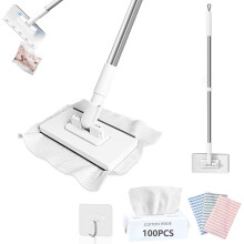 Mini mop Snap Grip so 100 utierkami, dizajn s funkciou tlačenia a ťahania bez použitia rúk, rukoväť 99,3 cm, kompatibilný s mopom Snap Grip