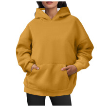 Hoodies voor dames, oversized pullover hoodies, fluwelen sweatshirts met lange mouwen en zakken voor herfst- en winteroutfits, dameshoodies, L