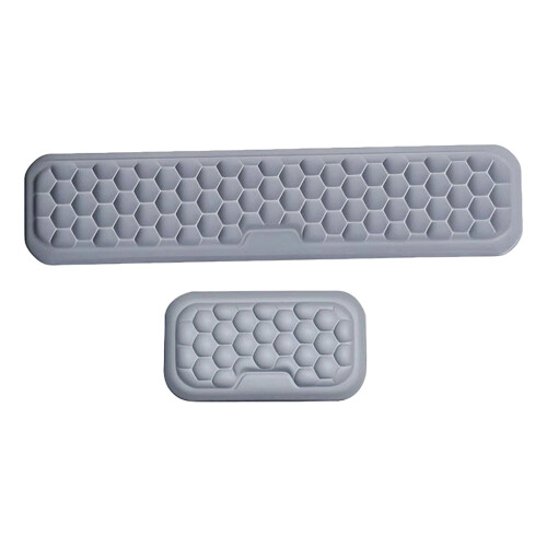 Coussinet de massage gris texturé pour clavier, repose-poignets, support pour ordinateur.