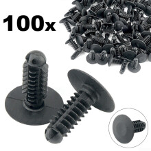 100 clips de fixation pour sapin en plastique, trou de 8 mm, tĂŞte de 18 mm, noirs.