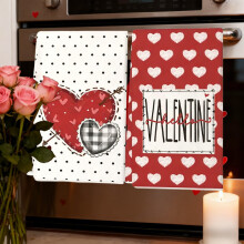 Lot de 2 serviettes de toilette douces et absorbantes (60 x 40 cm) pour la Saint-Valentin, idéales pour la cuisine, la salle de bain et la