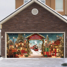 Décoration de porte de garage polaire de Noël « Croire » 34 x 26 x 3 cm, bannière vintage en forme de train compatible avec les portes de