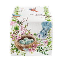 Camino de mesa de lino con diseño de huevos de Pascua, ideal para decoración de mesas de comedor y cocina en estilo rústico, color rosa, 275 x 33