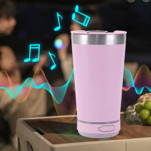 Gobelet isotherme Bluetooth 473 ml (16 oz), acier inoxydable 304, rechargeable, portable, compatible Bluetooth